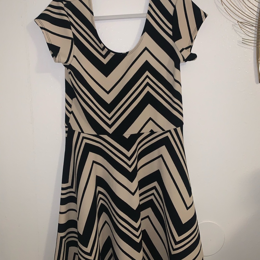 Beige and black chevron dress